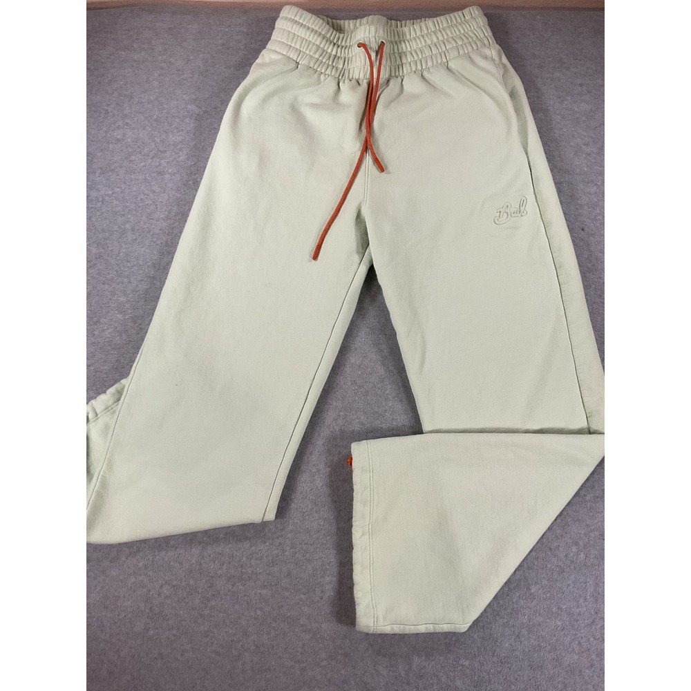 Bad Birdie Mens Small Mint Green Fleece Sweatpants Orange Joggers 2557